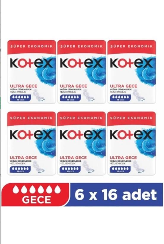 Kotex Ultra Hijyenik Ped Süper Ekonomik Gece 16'lı X6