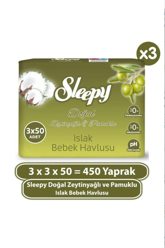 Sleepy Islak Havlu Zeytinyağı Pamuk 3X50'Li X3