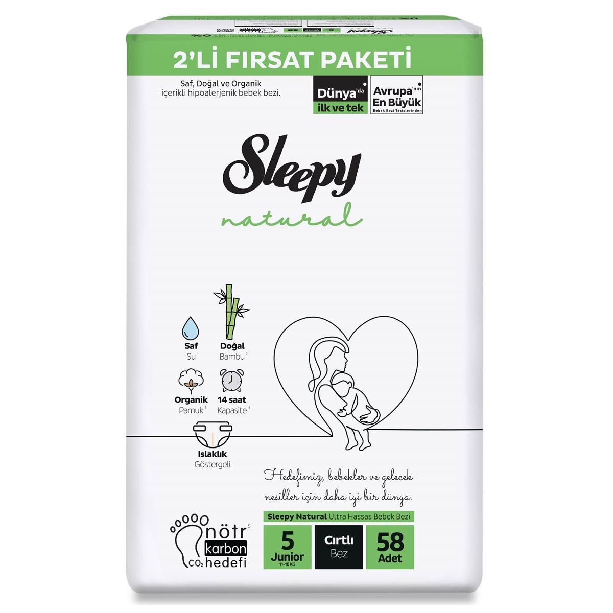Sleepy Natural 2'li Fırsat Paketi 5 Numara Junior Bebek Bezi 58