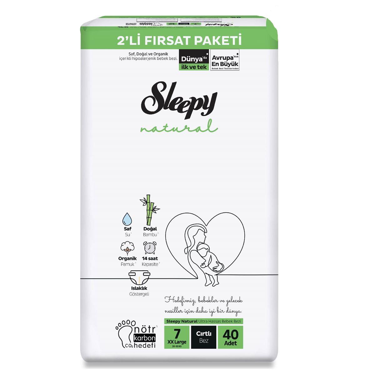 Sleepy Natural 2'li Eko Fırsat Paketi Bebek Bezi 7 Numara Xxlarge 40 Adet