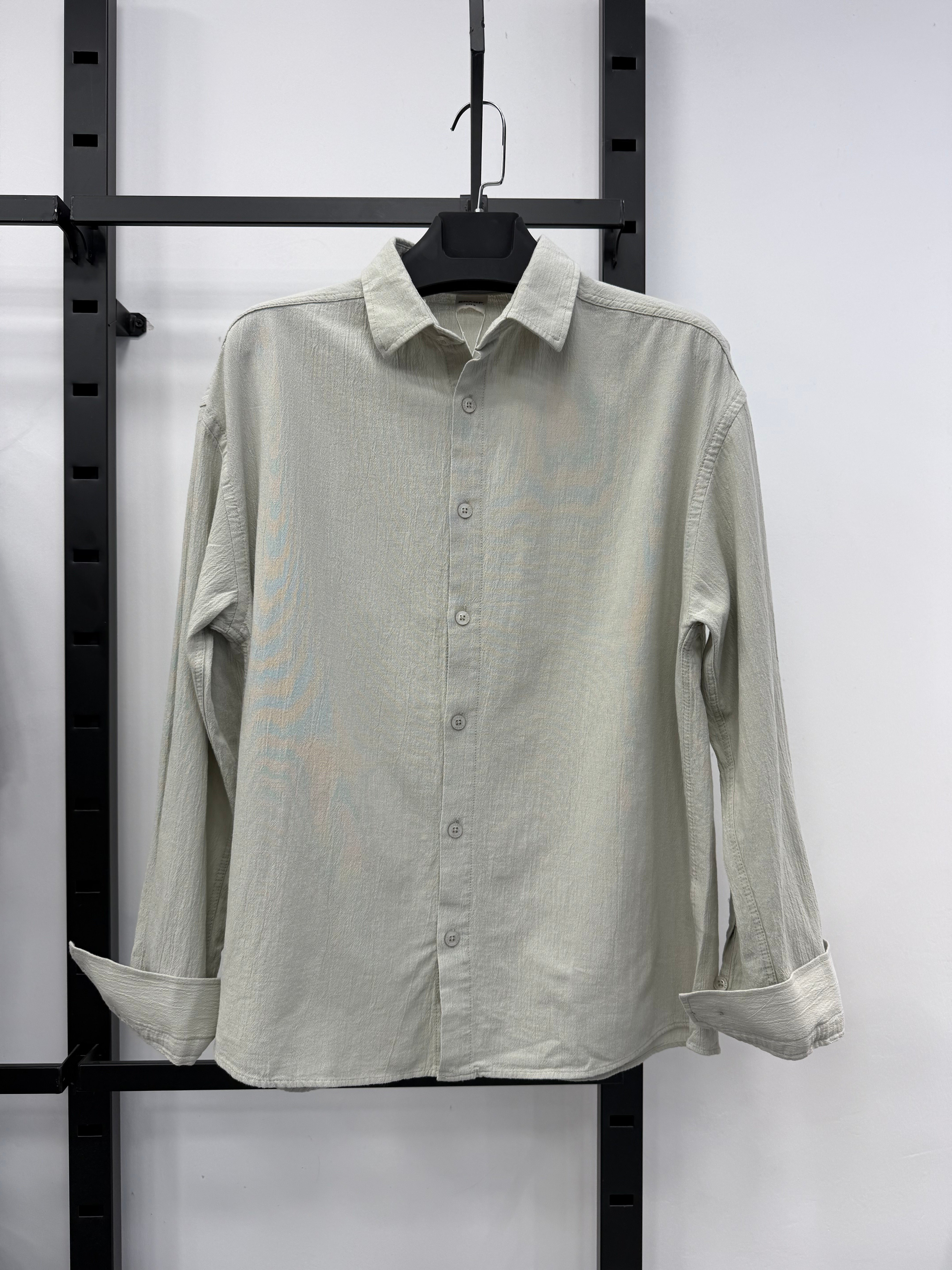 Açık Yeşil Krinkıl Oversize Gömlek