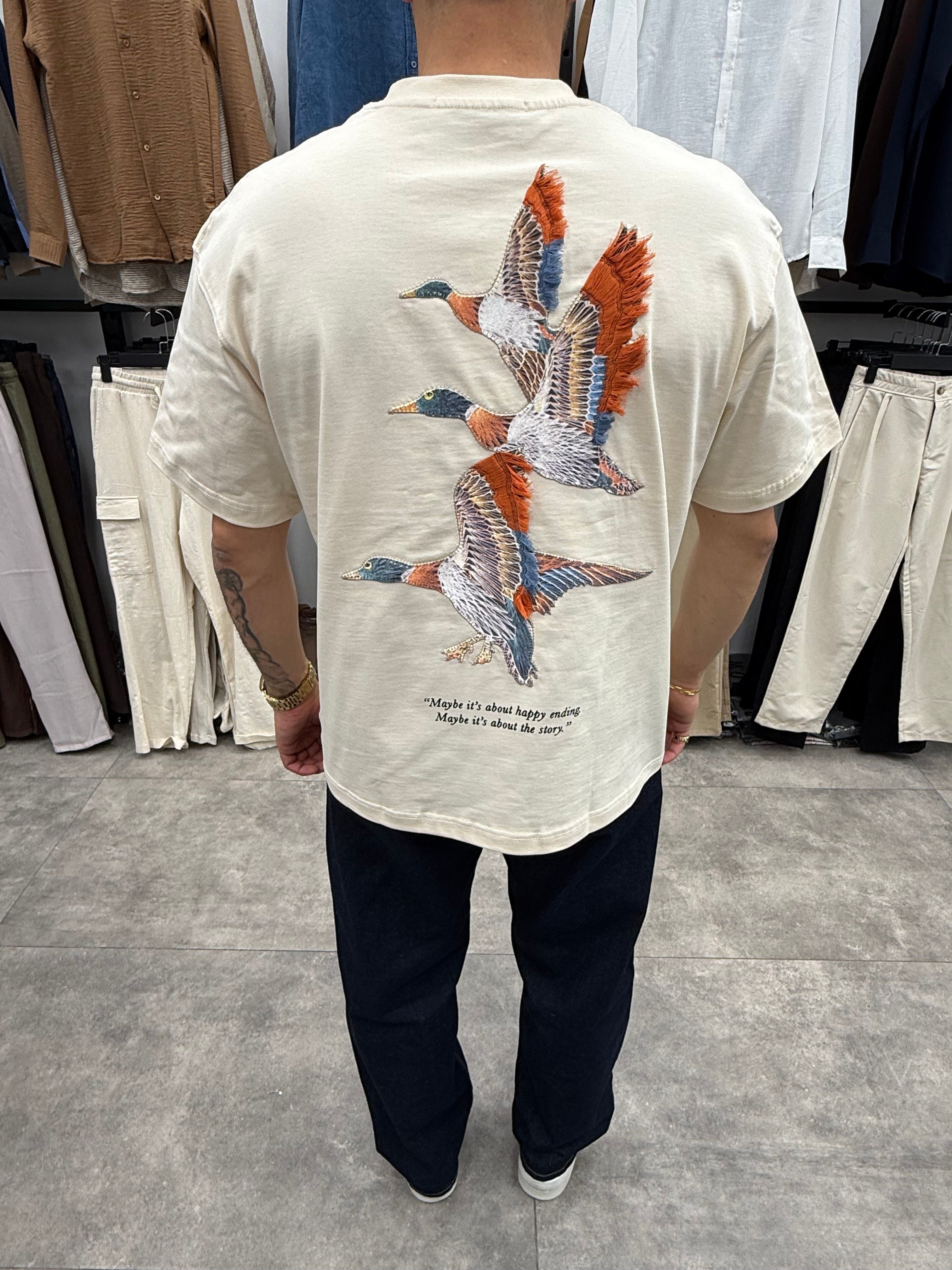 Taş ördek Nakışlı Oversize Tshirt