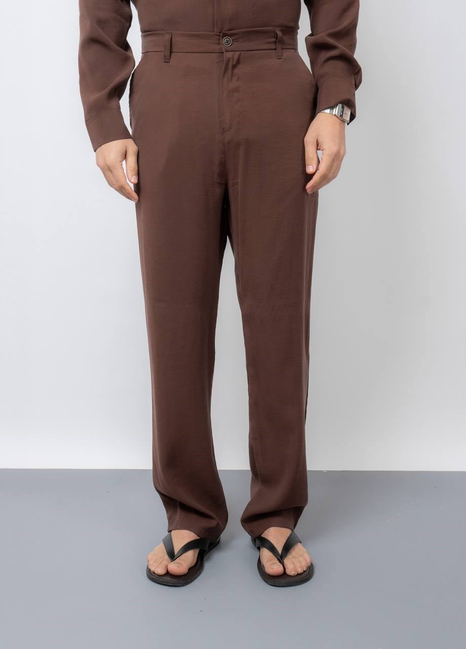 Kahverengi Modal Kumaş Baggy Pantolon
