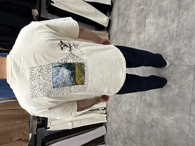 Taş Van Gogh Yazı Desenli Oversize Tshirt