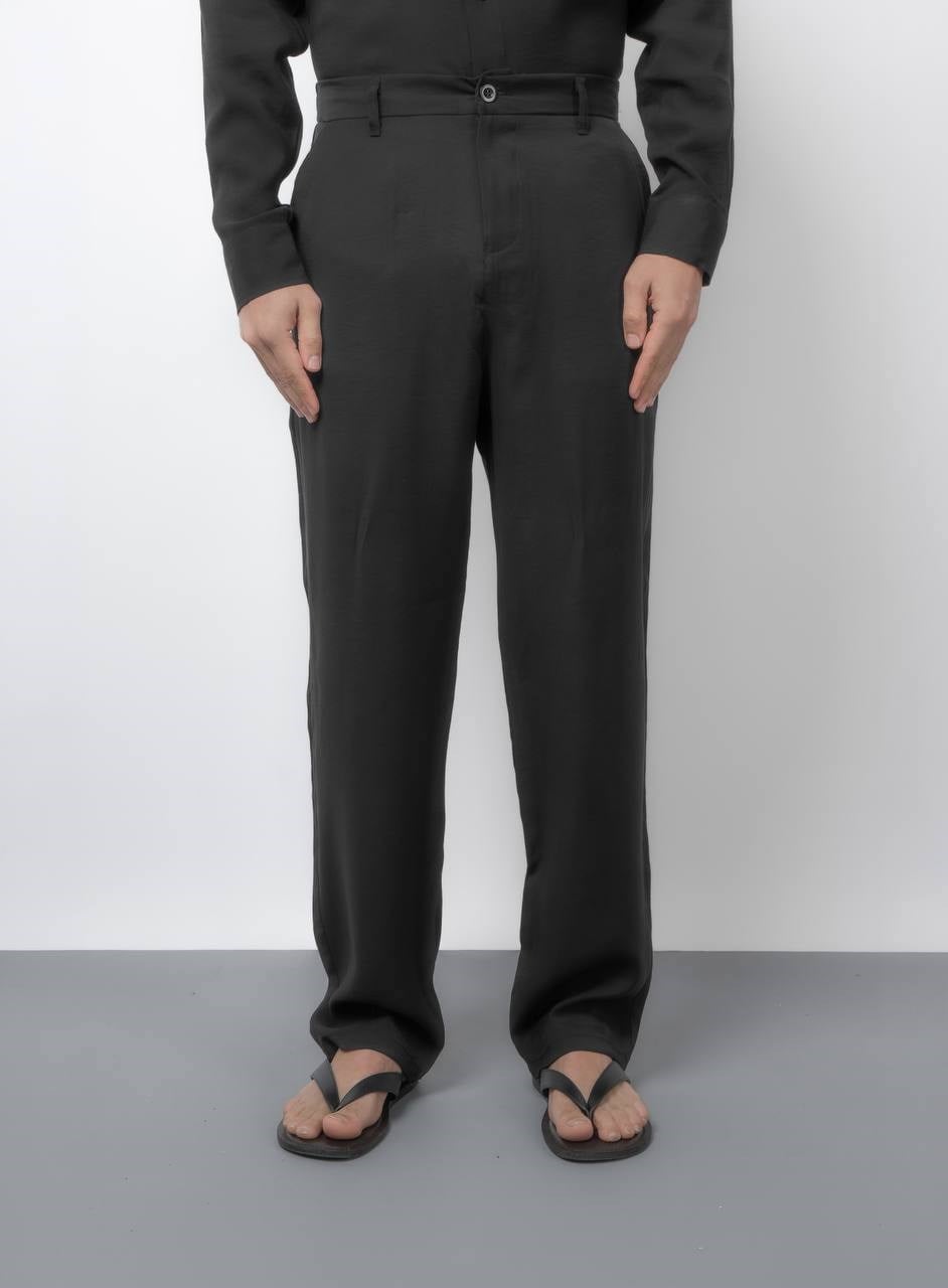 Siyah Modal Kumaş Baggy Pantolon