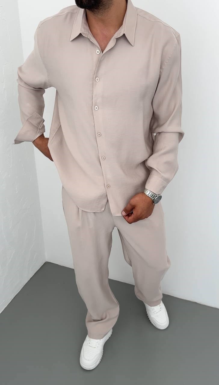 Bej Daisy Modal Oversize Gömlek