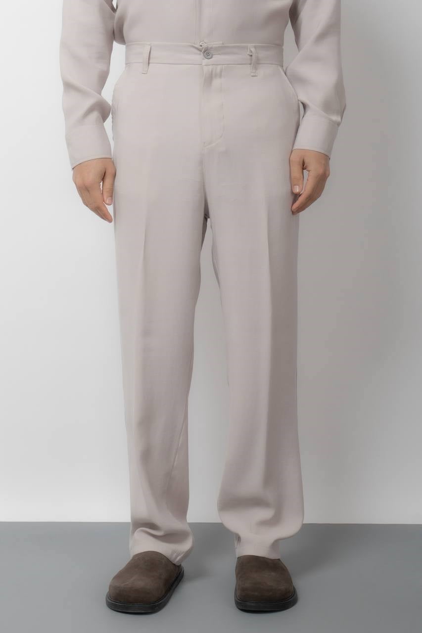 Krem modal Kumaş Baggy Pantolon