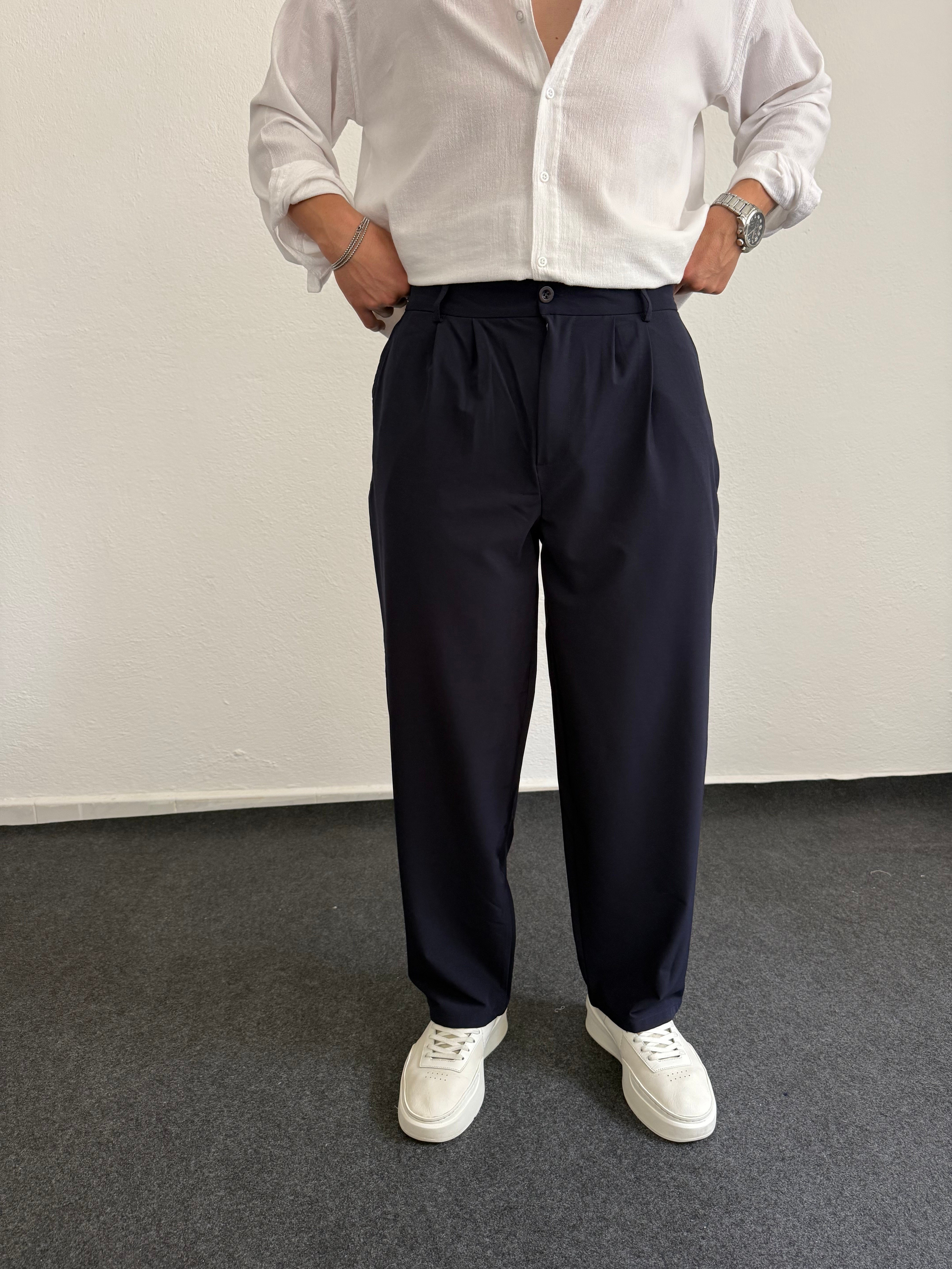 Lacivert Hafif Kumaş Süper Baggy Pantolon