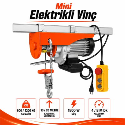 Rico RC6041 PA1200 Elektrikli Vinç Caraskal 600/1200Kg 20 Metre Halatlı Kumandalı Yük Kaldırma 1800W