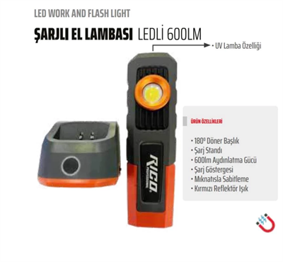 Rico Şarjlı Led Lamba 600 Lümen Standlı 013-RC0027