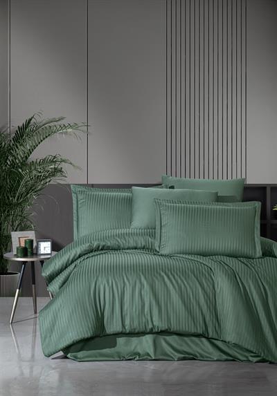 VERO VANNI STRIPE SATEN NEVRESİM TAKIMI ÇİFT KİŞİLİK YESIL