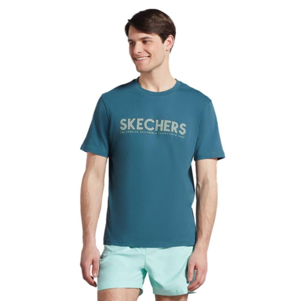Skechers M Graphic Tee Big Logo S221135-405 Mavi Tişört