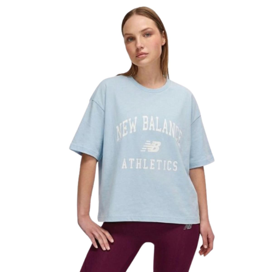 New Balance NB Lifestyle Women Tshirt WNT1402-DUS Mavi Tişört
