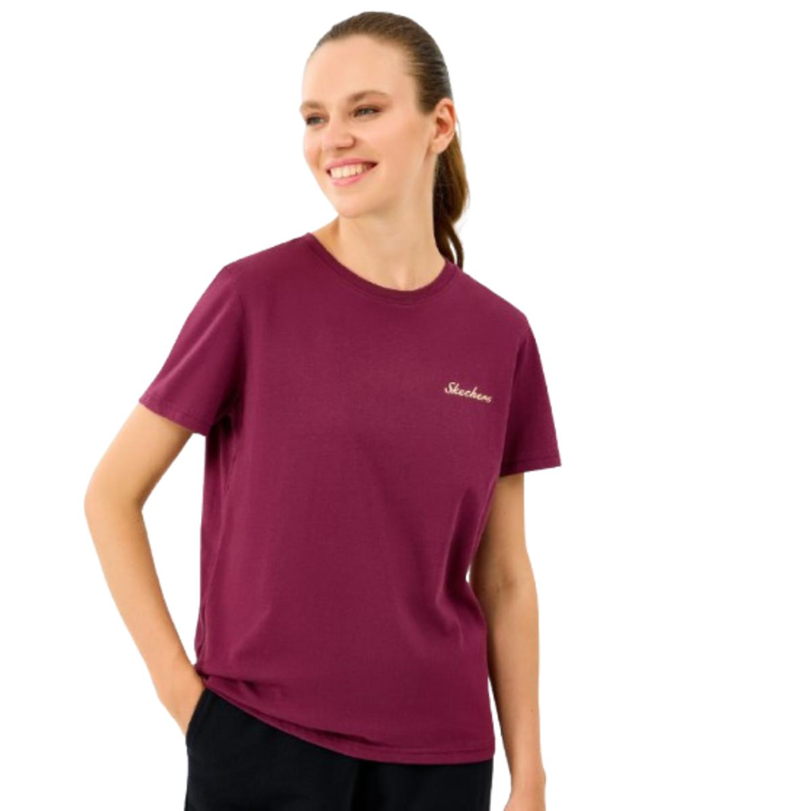 Skechers W Light Fabric T-Shirt S2520239-3877 Bordo Tişört