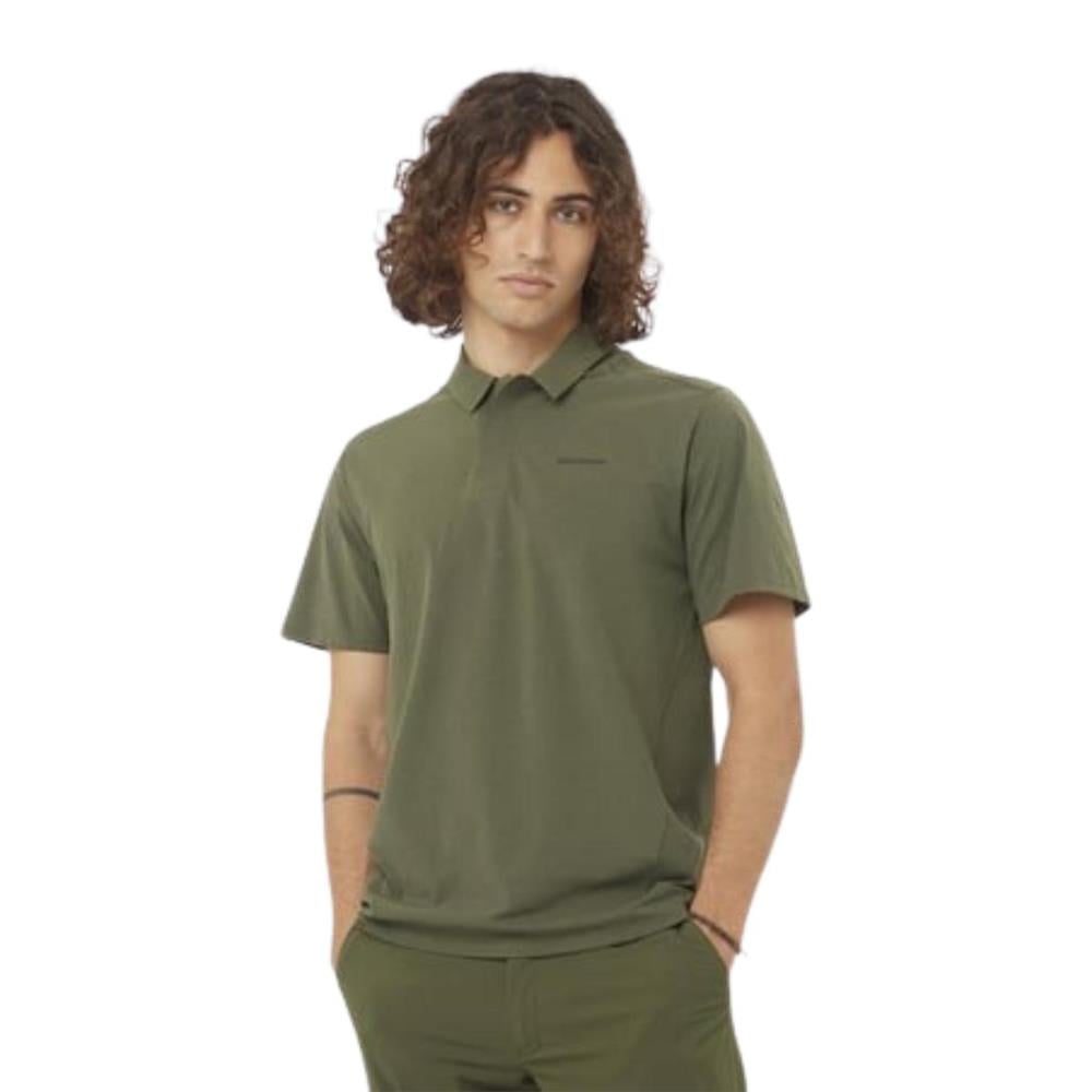 Salomon Trackline Polo M LC2439300 Yeşil Tişört