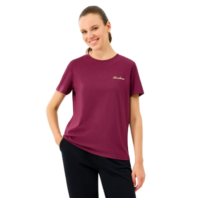 Skechers W Light Fabric T-Shirt S2520239-3877 Bordo Tişört
