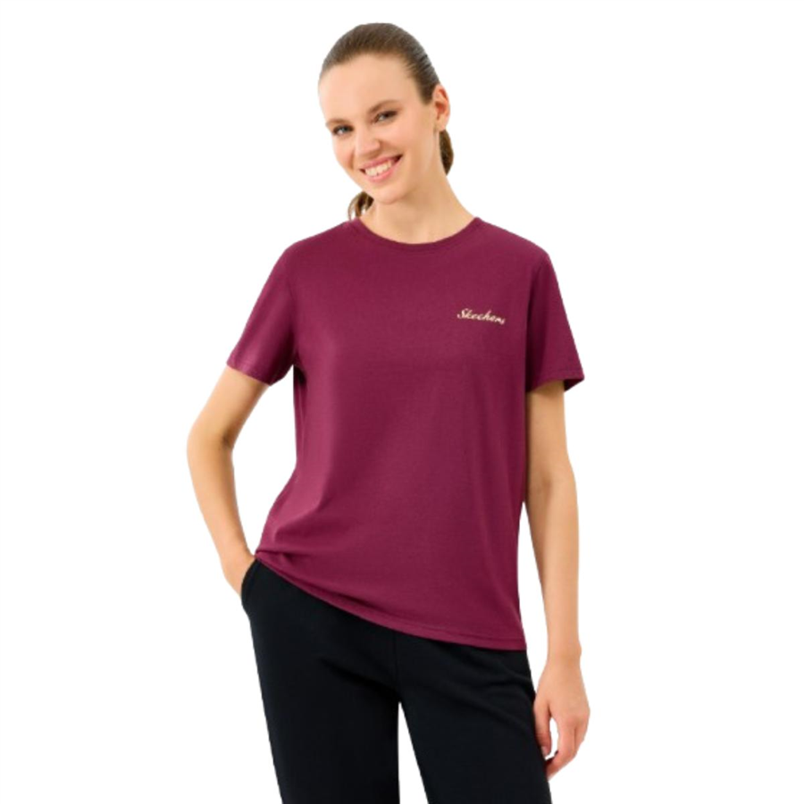 Skechers W Light Fabric T-Shirt S2520239-3877 Bordo Tişört