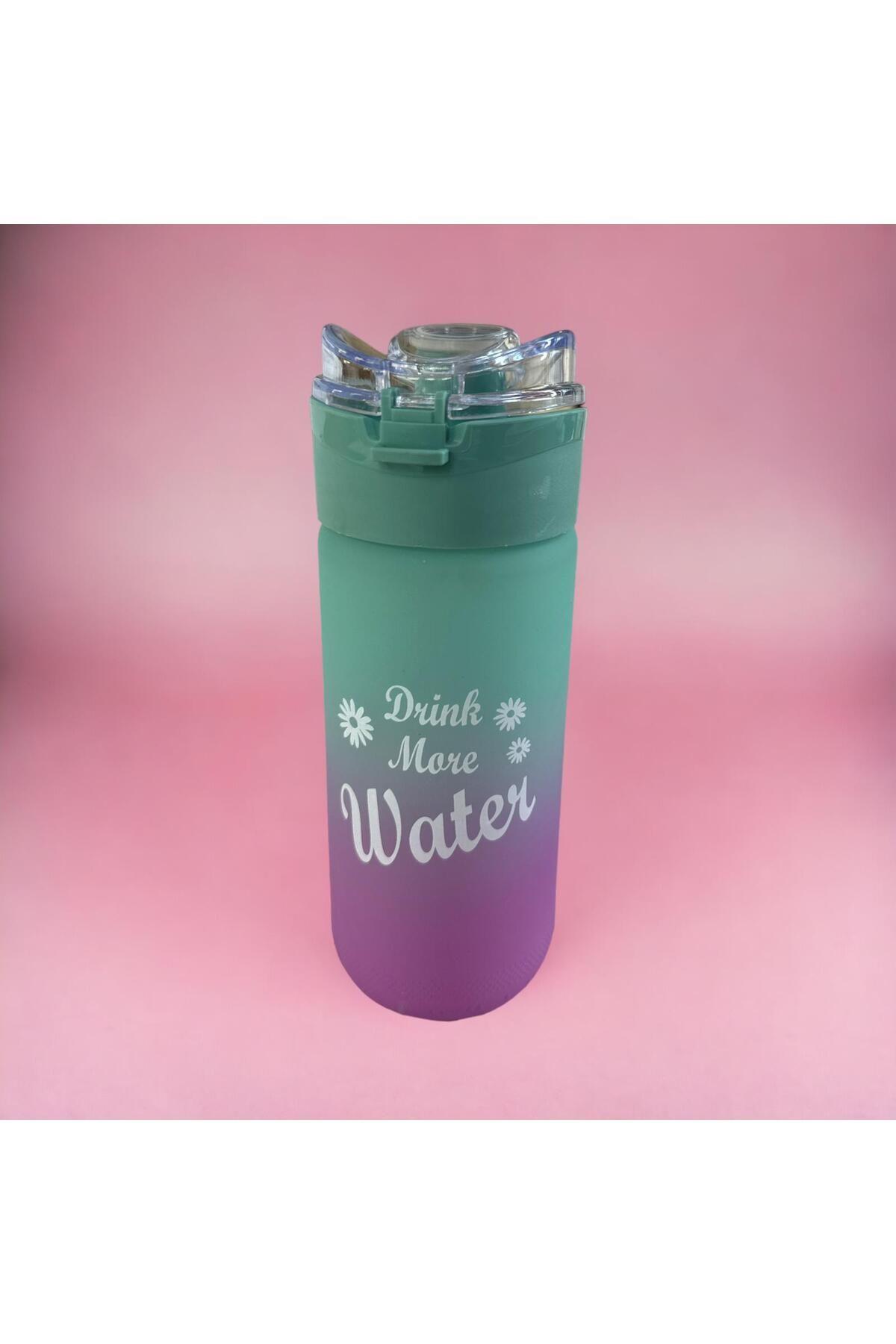 Motivasyonel Cam Su Matarası Su Şişesi Suluk 500 ml Bpa Içermez Mavi