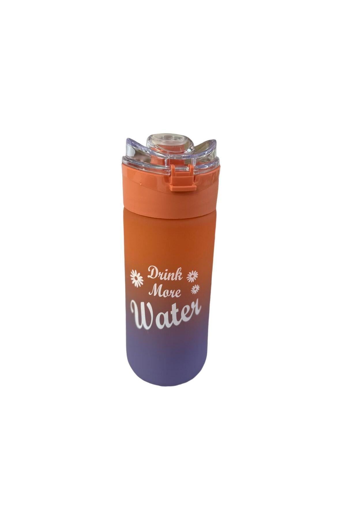 Motivasyonel Cam Su Matarası Su Şişesi Suluk 500 ml Bpa Içermez Turuncu