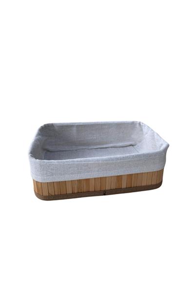 Küçük Boy Dikdörtgen Bambu Sepet - Düzenleyici Organizer Natural