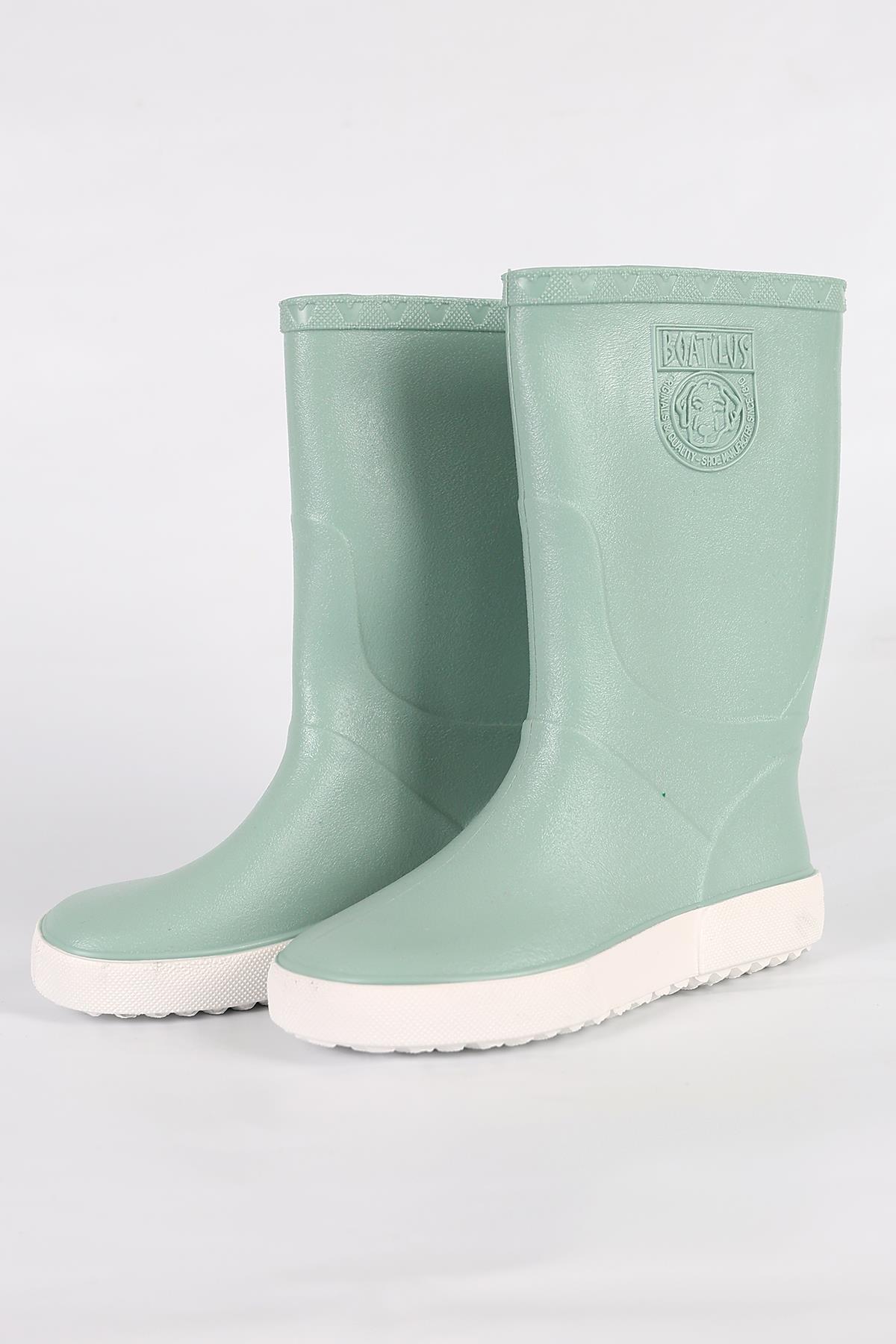Nautic-F 08-28 Boatilus Nautic-F PastelGreen/White Unisex Kids Rain Boot