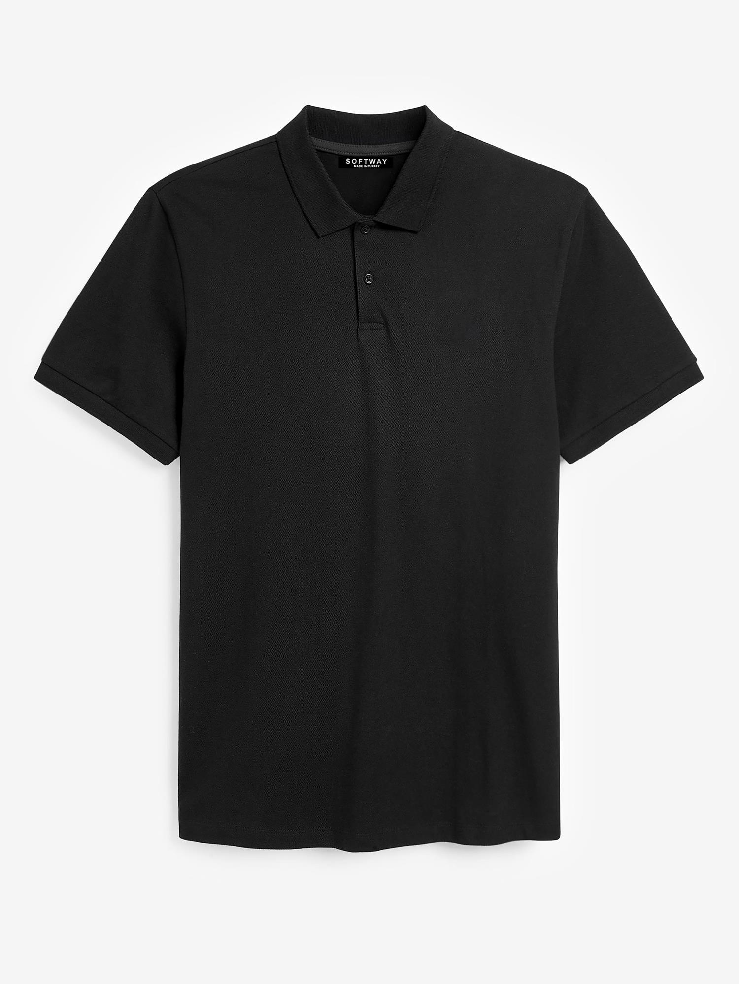 Erkek Kısa Kollu Polo Yaka T-shirt - SİYAH