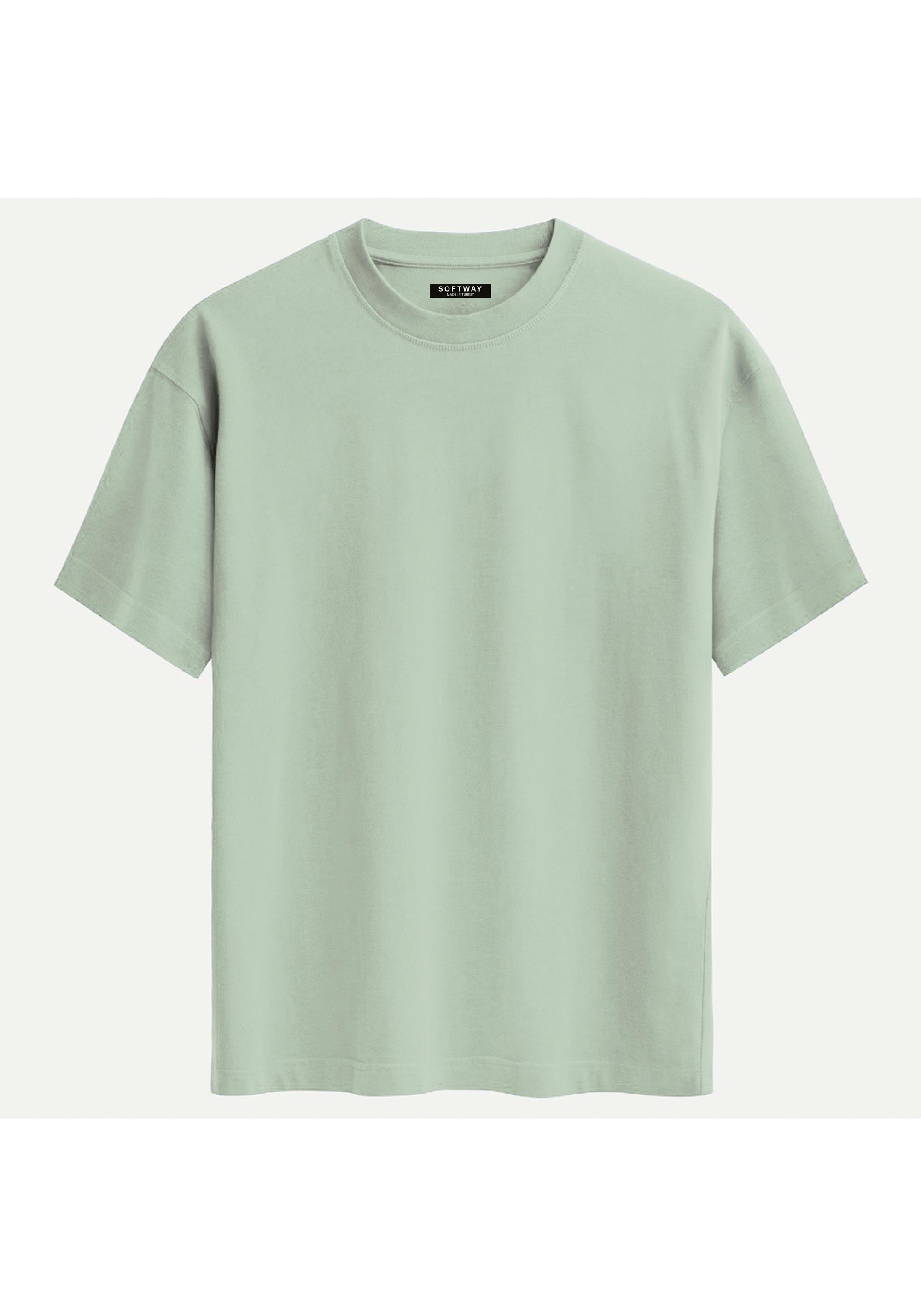 Unisex %100 Organik Pamuklu Kalın Dokulu Düz Oversize T-shirt - BEJ
