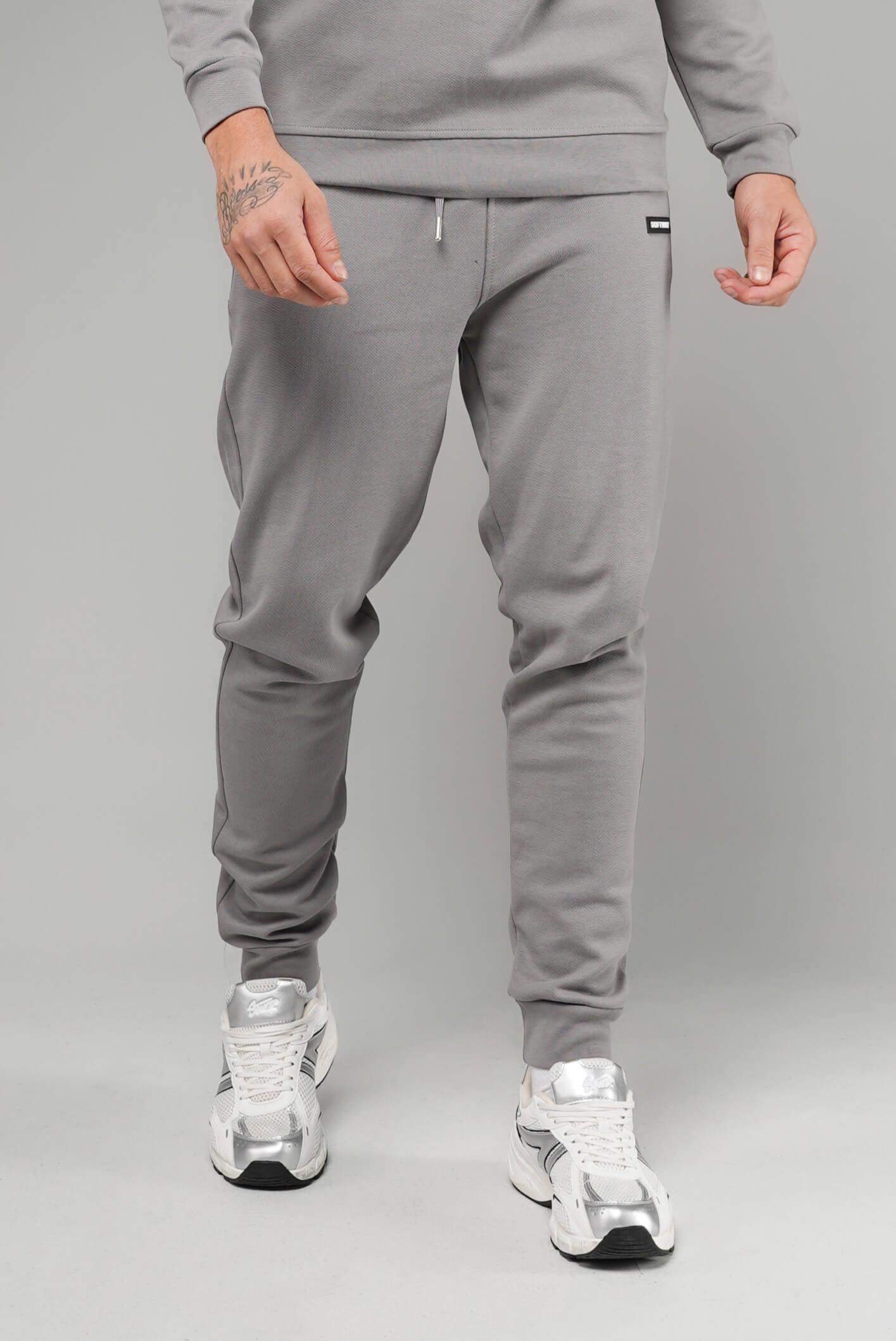 Unisex Regular Fit Cepli İnterlok Pike Eşofman Altı - Gri