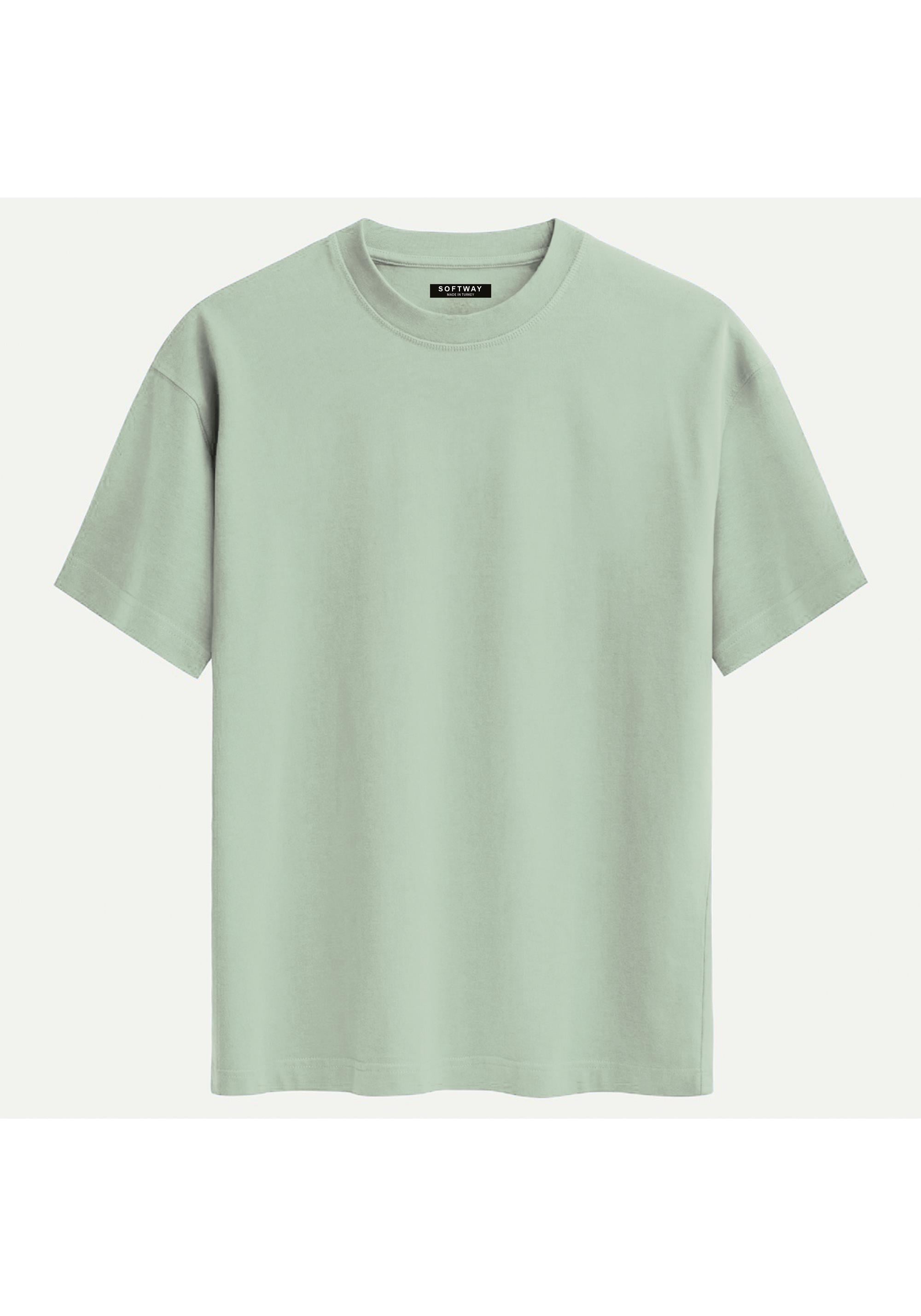 Unisex %100 Organik Pamuklu Kalın Dokulu Düz Oversize T-shirt - BEJ