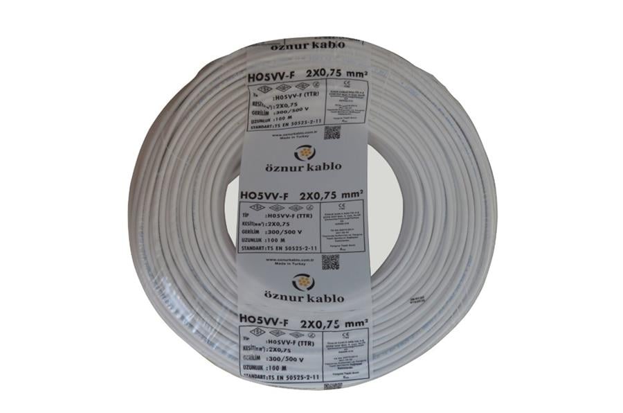 ÖZNUR KABLO ÖZNUR-TTR032 2X0,75 NYMHY (TTR) KABLO BEYAZ