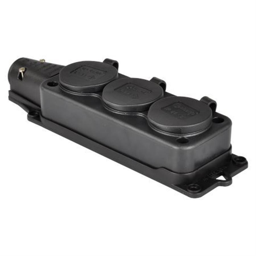 TP ELEKTRİK TP-3101-308-0300 1x16A - Kauçuk Üçlü Grup Priz (Siyah)