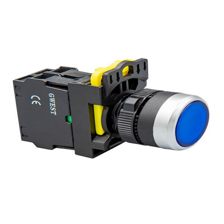 GWEST GWEST-6014 A5-21D IŞIKLI YAYLI BUTON (220VAC/DC) MAVİ