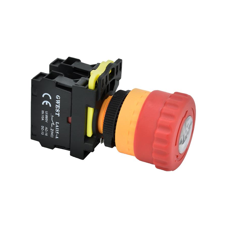 GWEST GWEST-6058 A5-01ZFD 40mm KALICI IŞIKLI M.STOP BUTON(220V) 1NC