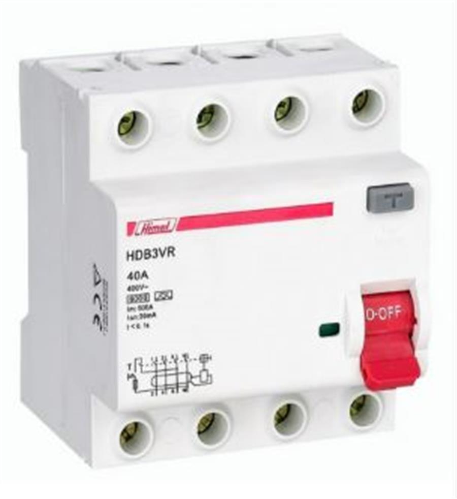 HİMEL HML-HDB3VR463SC 6kA 30mA  63 A 3P+N Kaçak Akım Rölesi