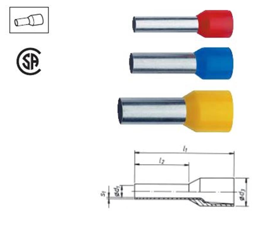 KLAUKE KLK-4696 Insulated cable end-section=0,5mm2, L=6mm, white,
