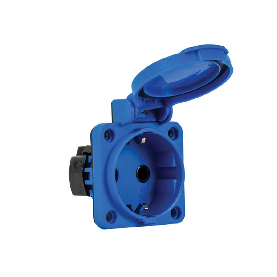 METE ENERJİ MT404030ST06 1x16A. PANO PRİZİ ÜST YAN GİRİŞ CONT. KAPAKLI MAVİ