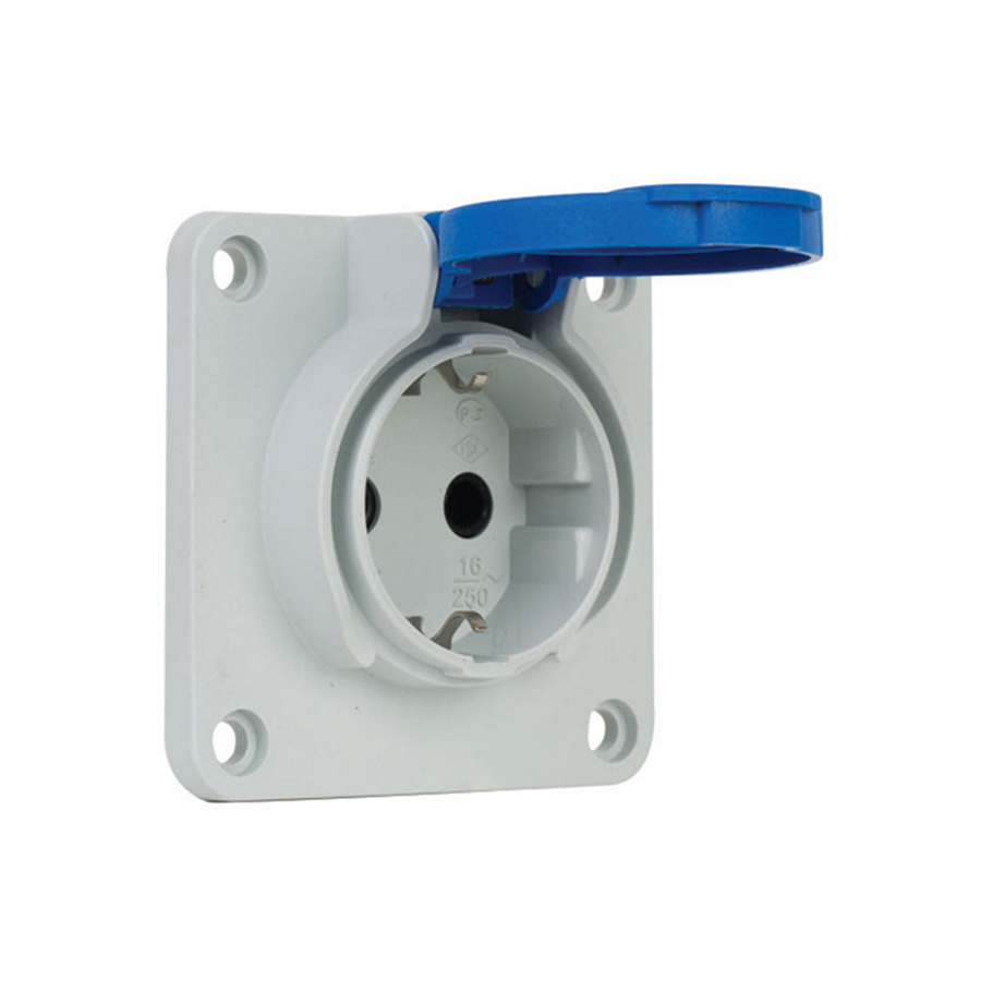 METE ENERJİ MT40404005 1x16A. MAKİNE PRİZİ KAPAKLI CONTALI YAN GİRİŞ GRİ