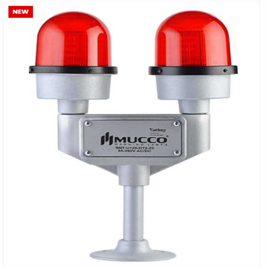MUCCO MUC-SNT-U125DT2-22 İKİ KOLLU UÇAK İKAZ LAMBASI KIRMIZI 85-260VAC/DC