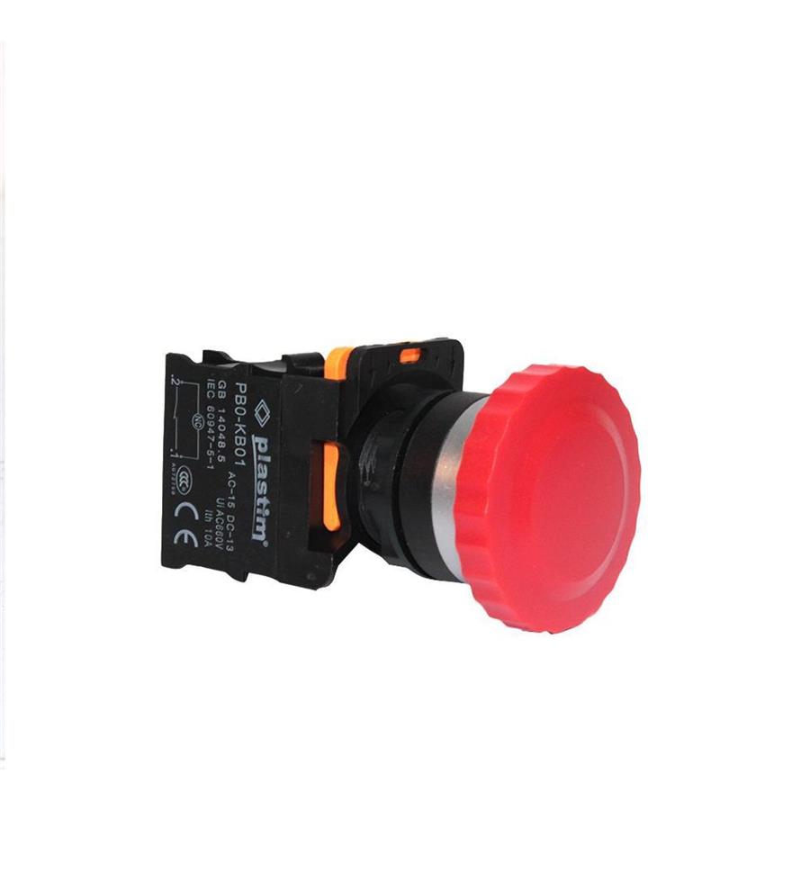 PLASTİM PLSTM-PB0-AC42 Yaylı Mantar Buton Kırmızı 1NC