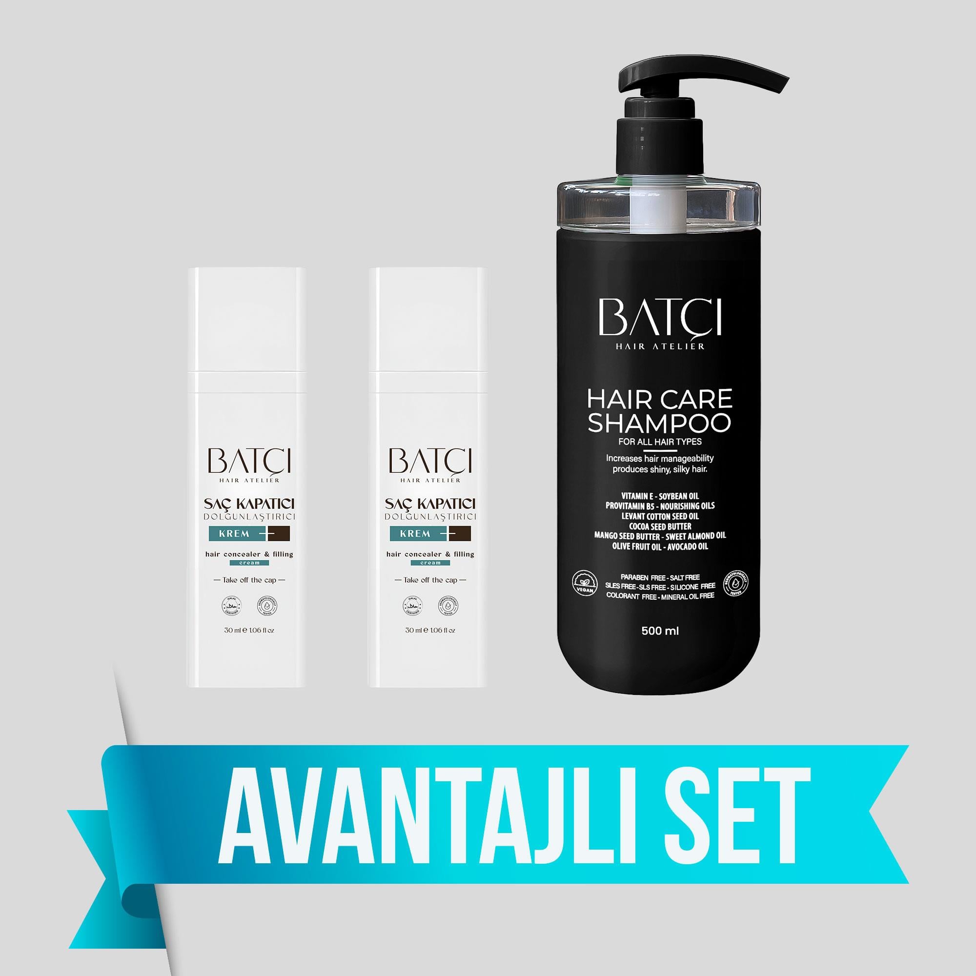 Batçı Saç Kapatıcı 30 ML 2 Adet + Sülfatsız Parabensiz Şampuan
