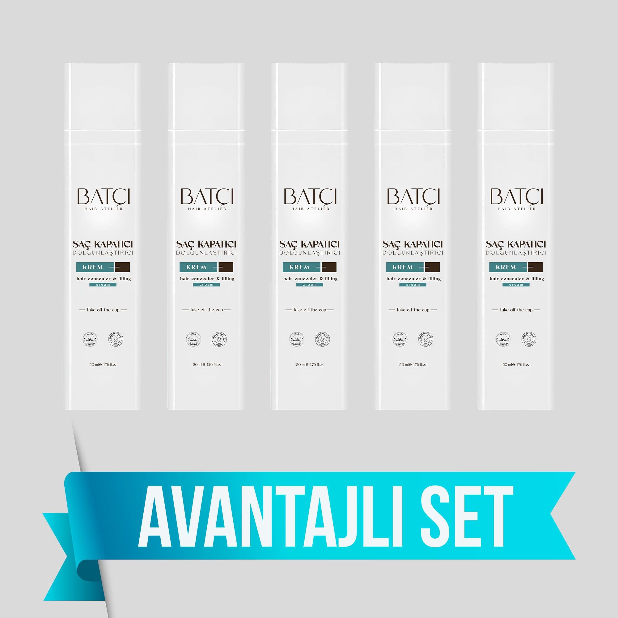 Batçı Saç Kapatıcı Dolgunlaştırıcı Sıvı Krem 50 ml 5 Adet (1 Adet Tarak Hediyeli)
