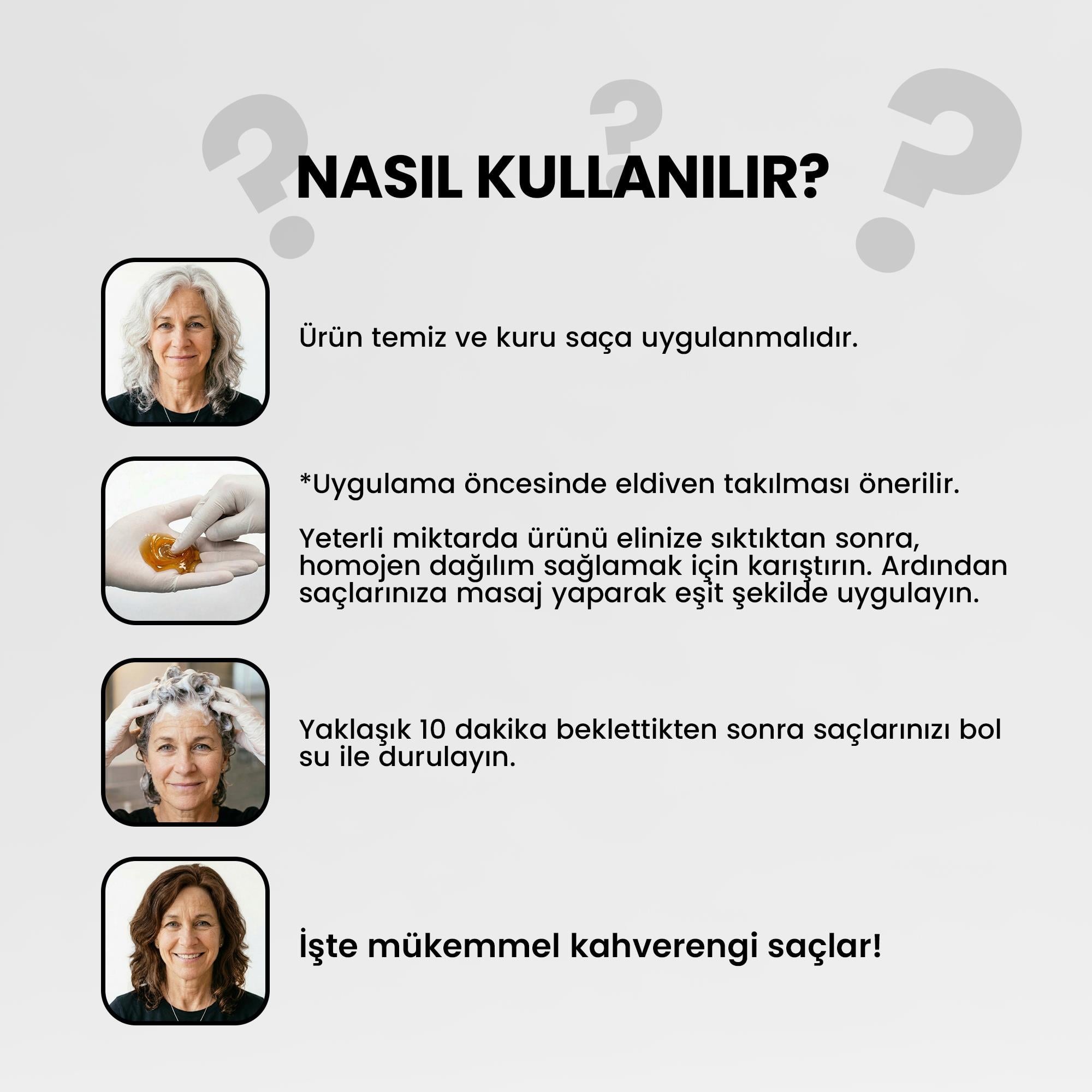 Beyaz Saçlar İçin Koyu Kahve Anında Etkili Saç Boyası Şampuan 350 Ml