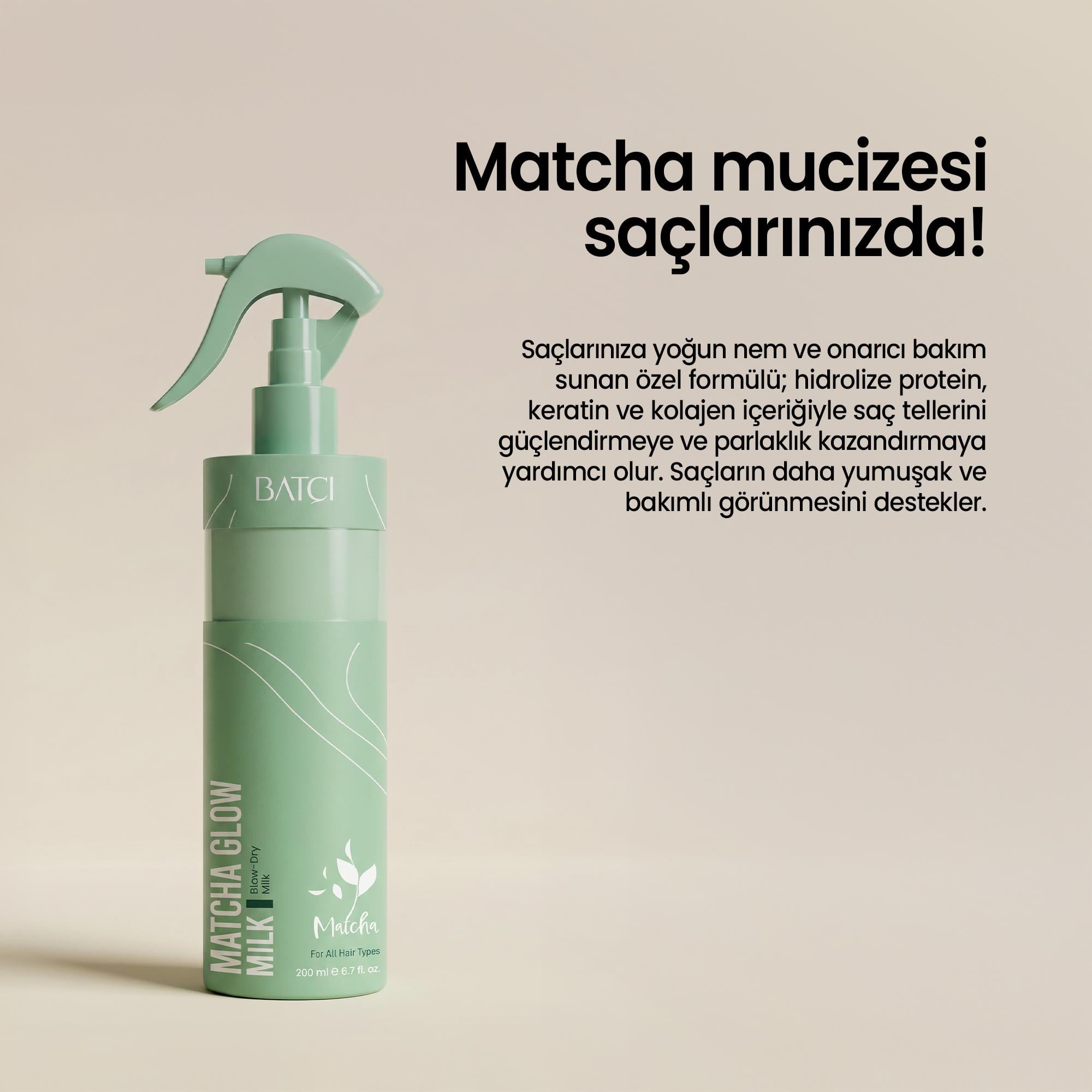 Matcha Özlü Çift Fazlı Saç Bakım Fön Sütü 200 ML