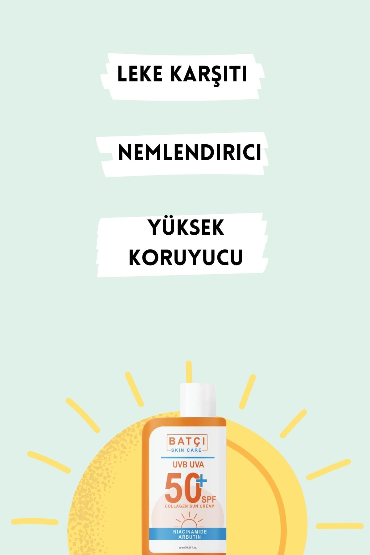 Nemlendirici ve Leke Karşıtıcı Yüksek Koruyuculu 50 spf+ Güneş Kremi 50ML