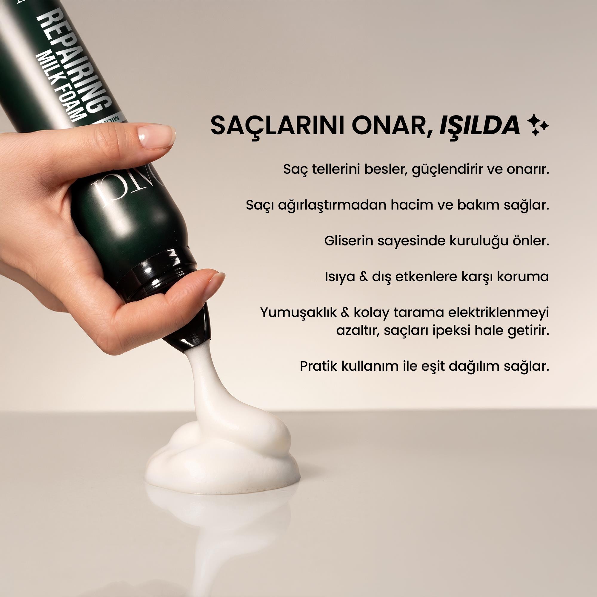 Süt Proteinli Yoğun Besleme ve Onarıcı Saç Bakım Köpüğü