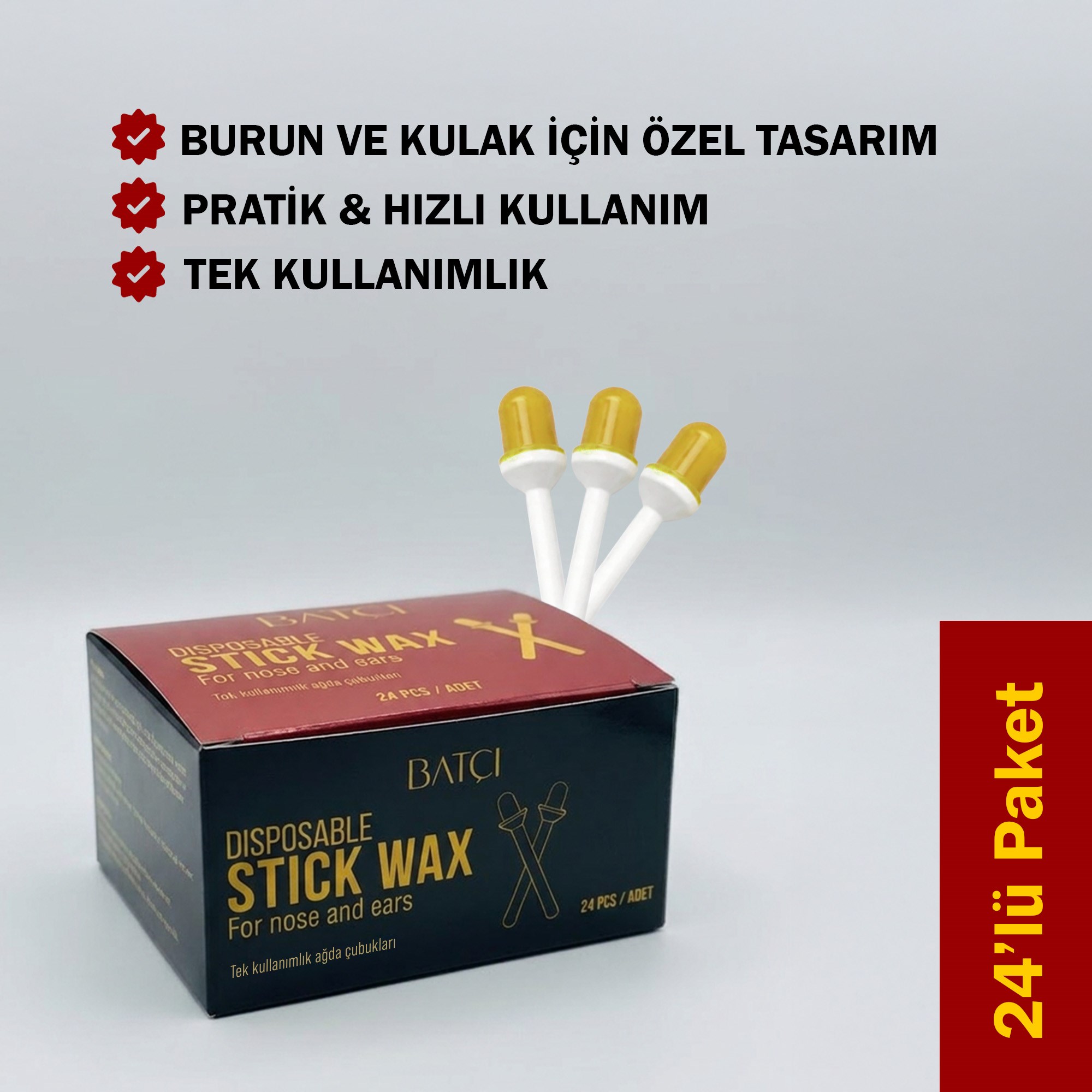 Tek Kullanımlık Kulak ve Burun Ağdası Çubuğu 24 Adet
