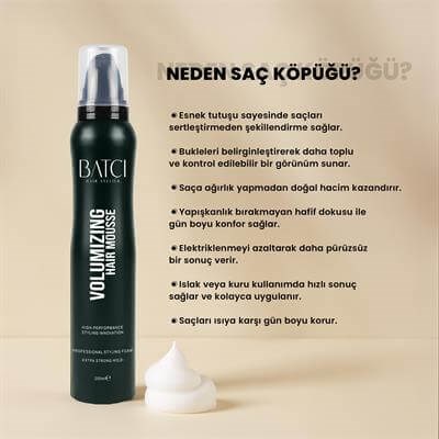 Batçı Esnek Tutuşlu Hacim ve Bukle Belirginleştirici Saç Köpüğü