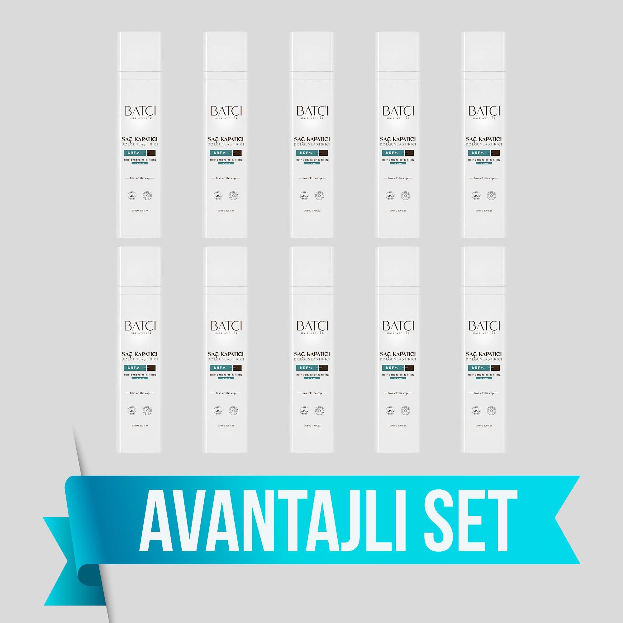 Batçı Saç Kapatıcı Dolgunlaştırıcı Sıvı Krem 50 ml 10 Adet (1 Adet Tarak Hediyeli)