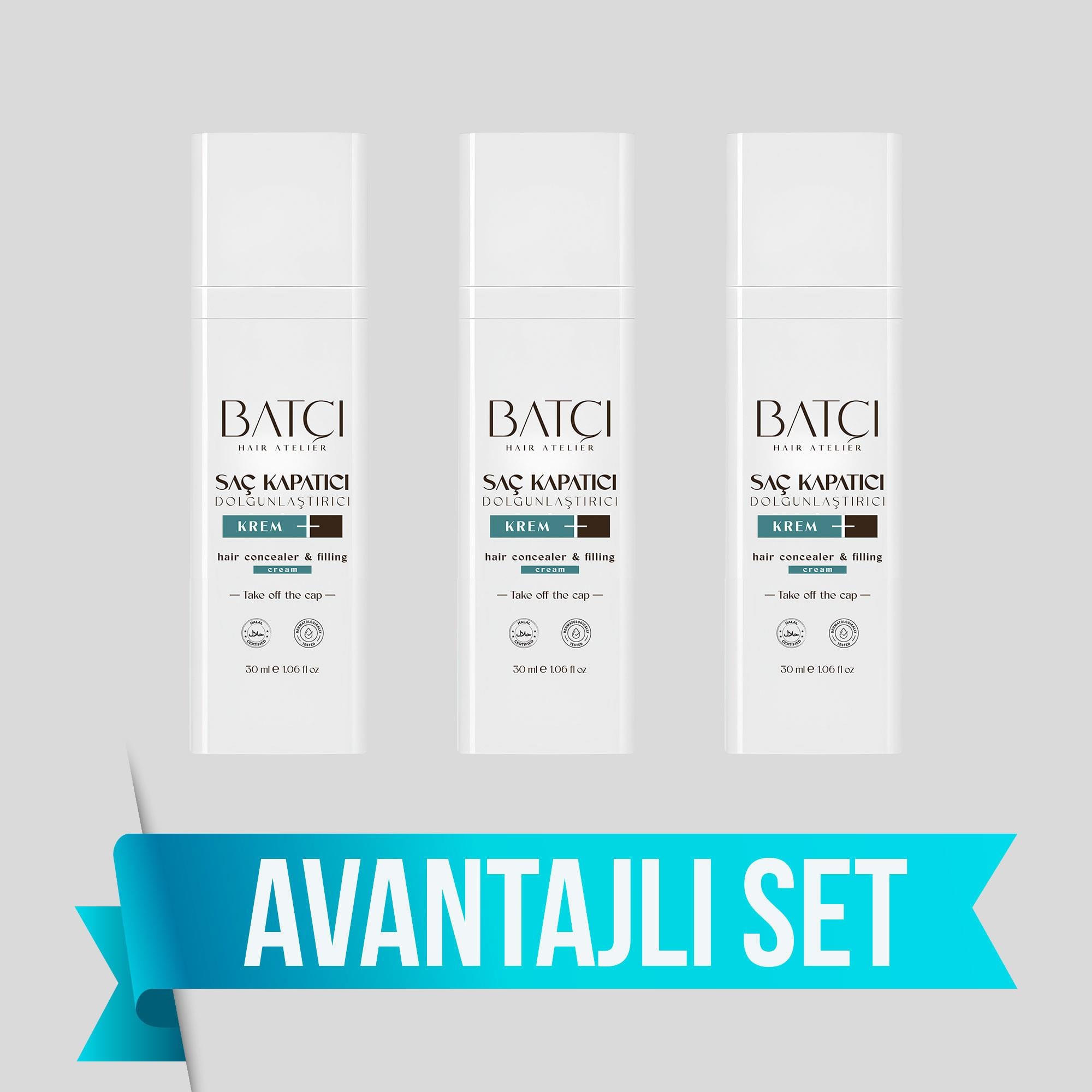 Batçı Saç Kapatıcı Dolgunlaştırıcı Sıvı Krem 50 ml 3 Adet (1 Adet Tarak Hediyeli)