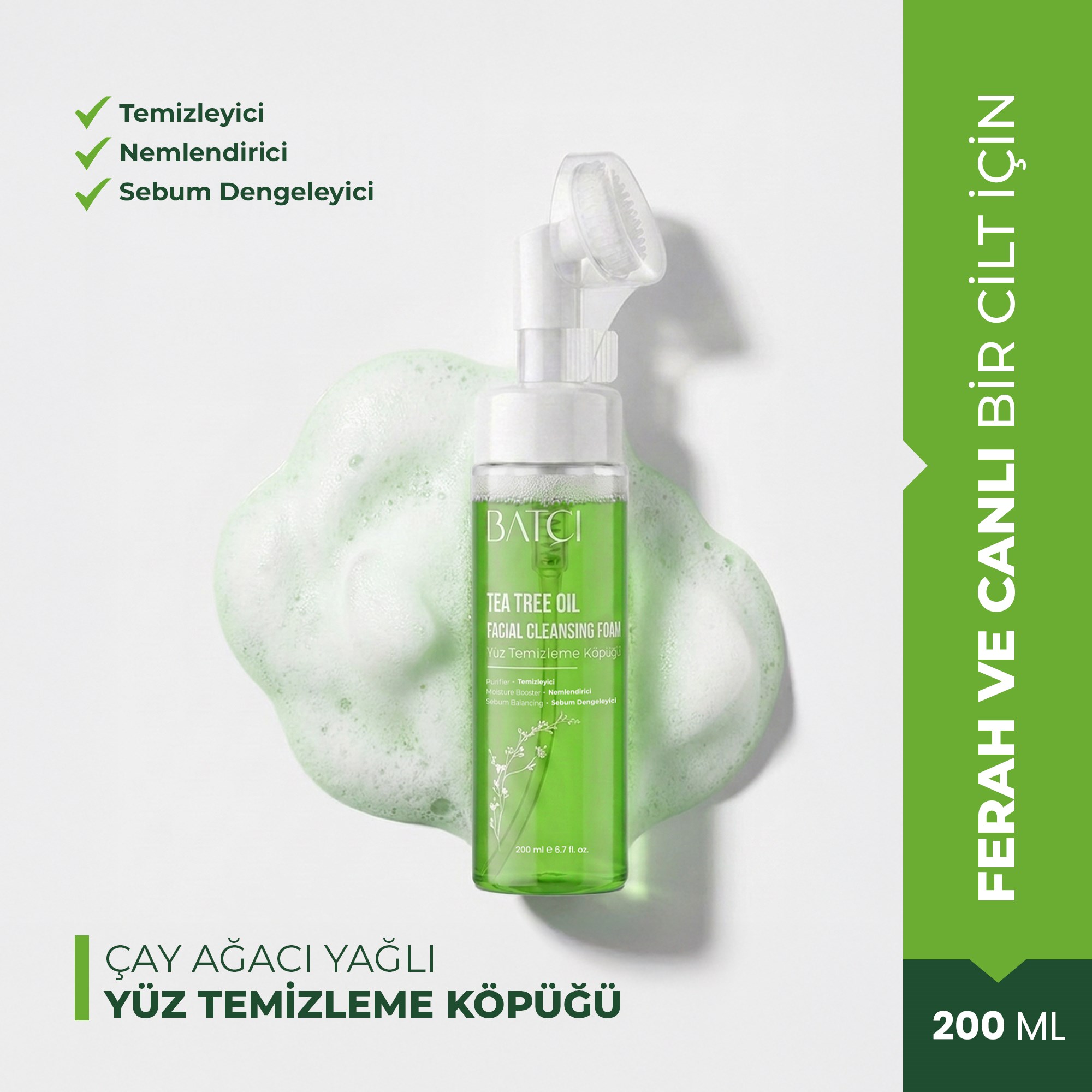 Tea Tree Oil Kendinden Fırçalı Yüz Temizleme Köpüğü 200 ml